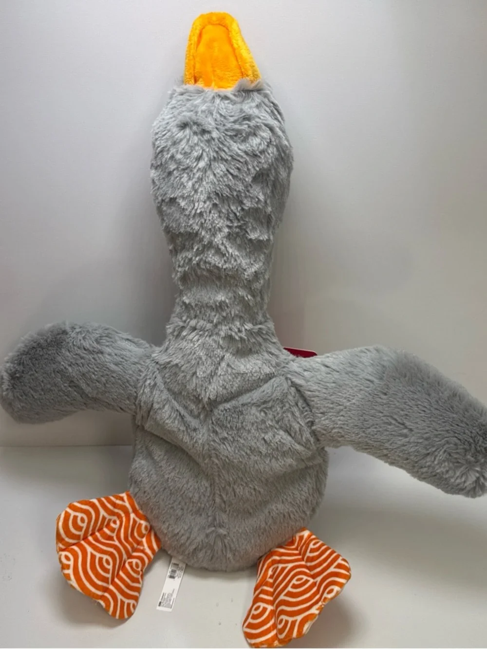 Plush Grey & Orange Duck Bird Toy - Soft Chewable Companion